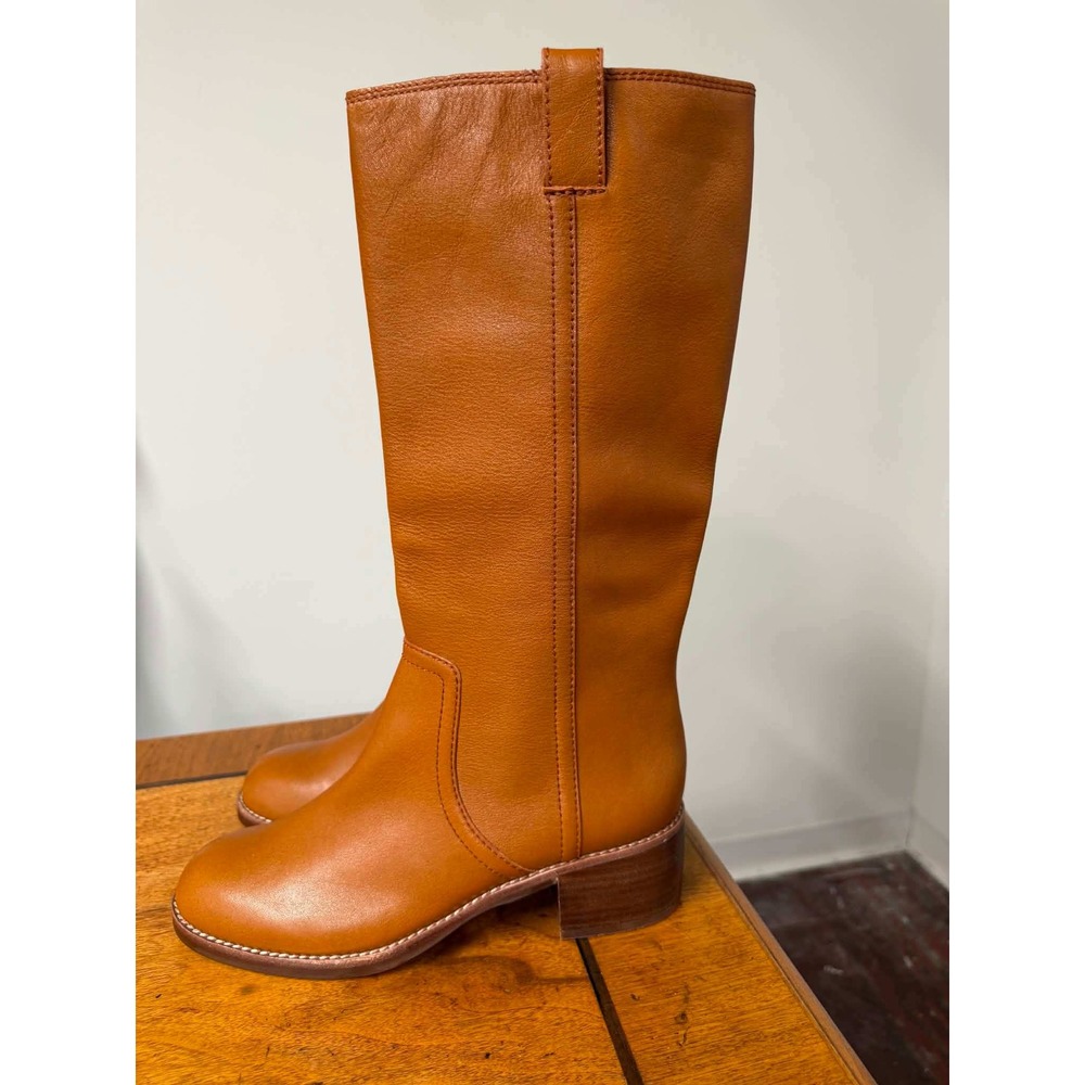 Madewell Womens 8 Allie English Saddle Leather Tall Knee High Boots Heel Western